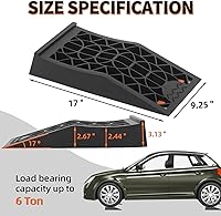 Vista 2 de OULEME Rampa de servicio de automóvil de perfil bajo, paquete de 4 con almohadillas antideslizantes para mantenimiento de elevación y cambios