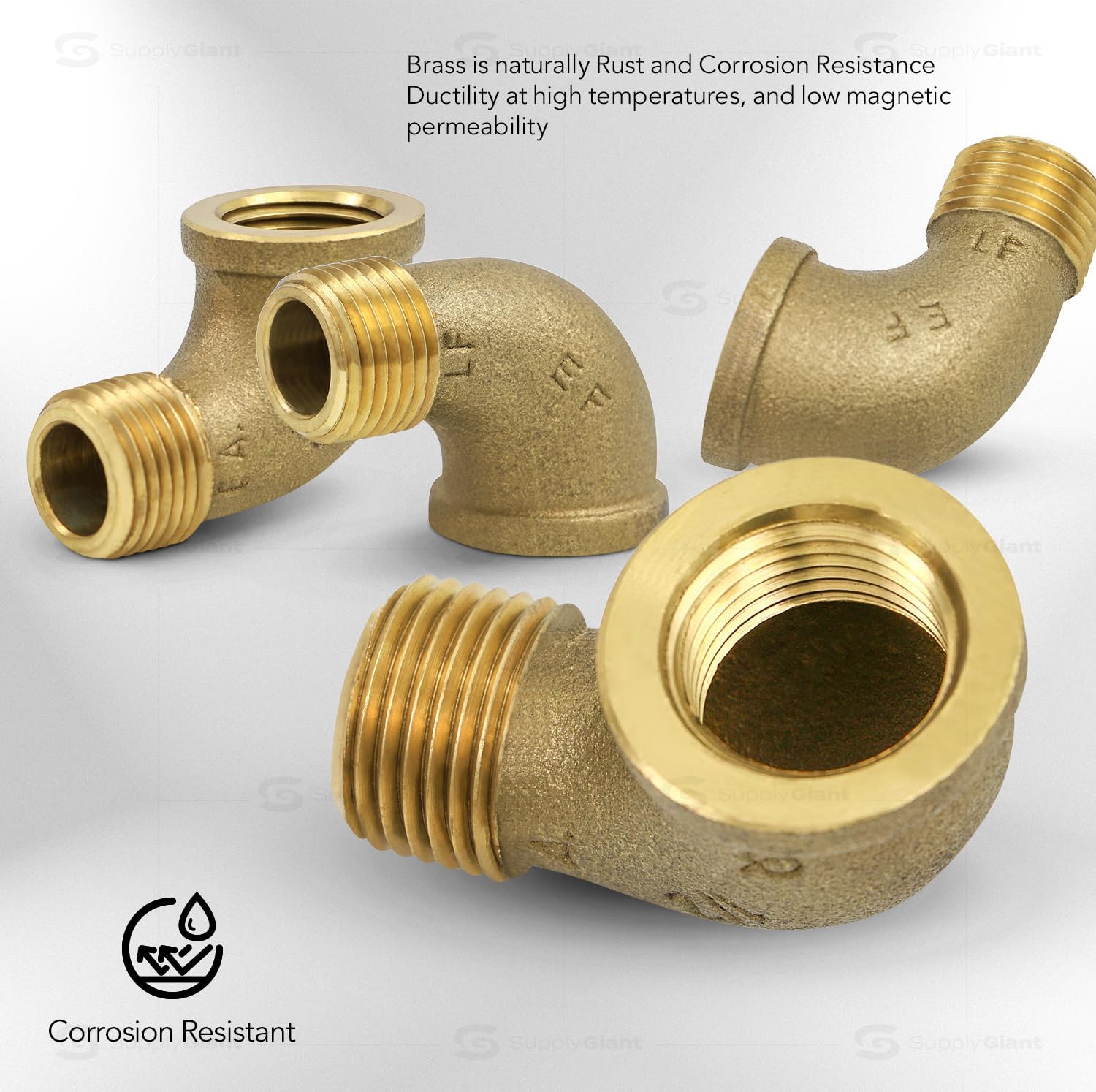 Everflow BRSN0100-NL 1-Inch Brass Street Elbow 90 Degrees with Male & Female National Pipe Taper Threaded Fittings Brass Construction Higher Corrosion Resistance Economical & Easy to Install