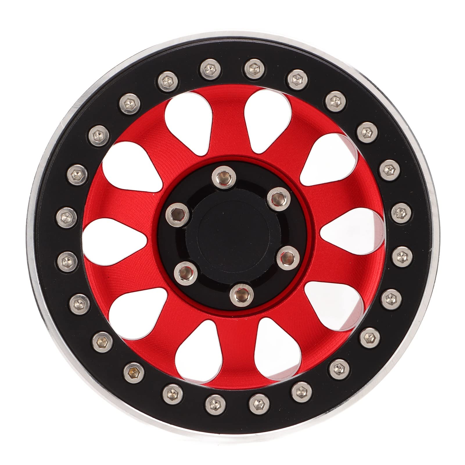 Cerchi per ruote di auto RC, 4 pezzi, cerchi di ricambio in lega di alluminio per auto RC SCX6 1/6, pneumatici fuoristrada leggeri e durevoli da 2,9 pollici con forte supporto su (Rossa)