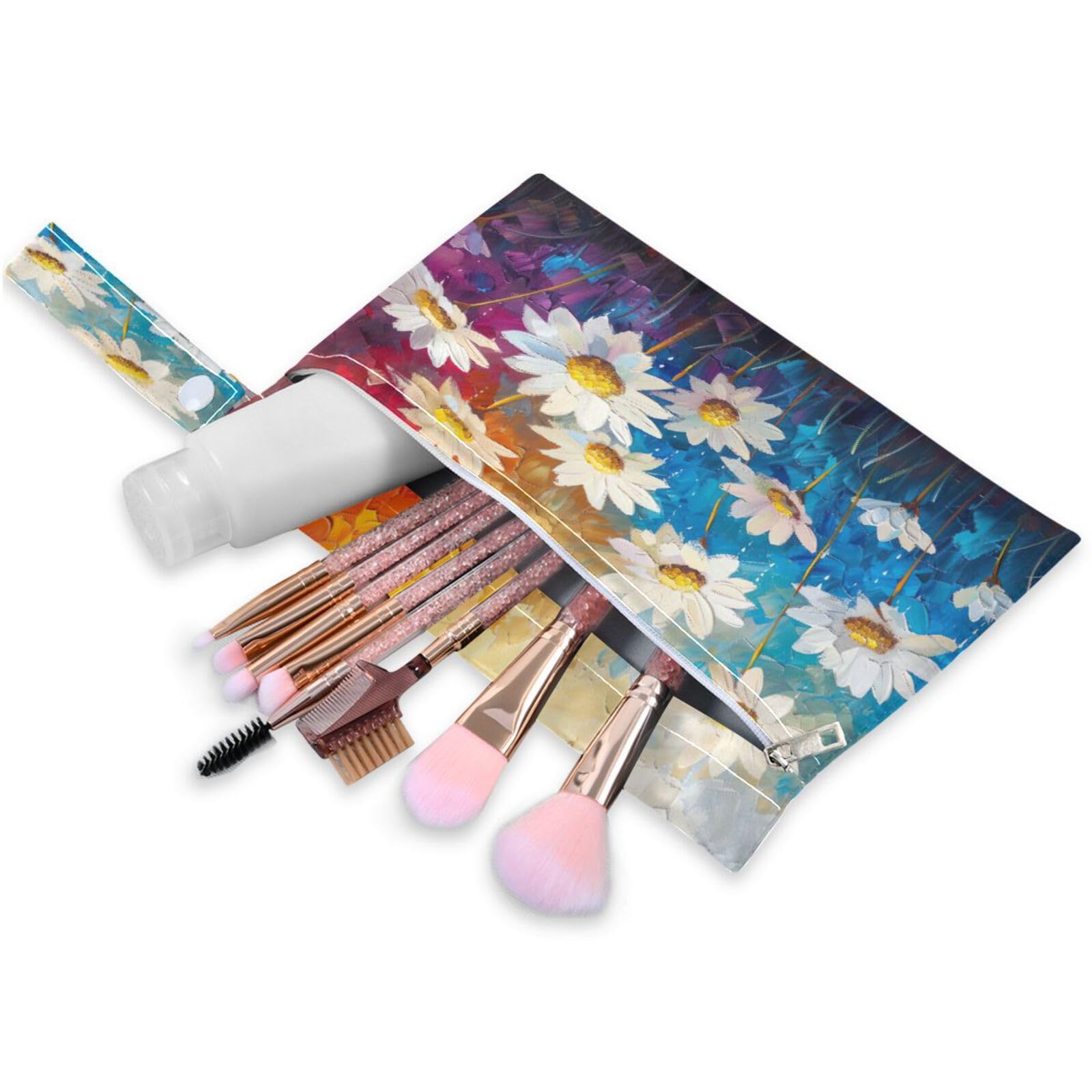 ATTX Daisies Oil Painting Wet Dry Bags 2-Pack - Reusable Cloth Diaper Storage for Travel, Beach & Gym | Multi-Use Waterproof Bags for Swimsuits, Baby Clothes, Sports Gear#393