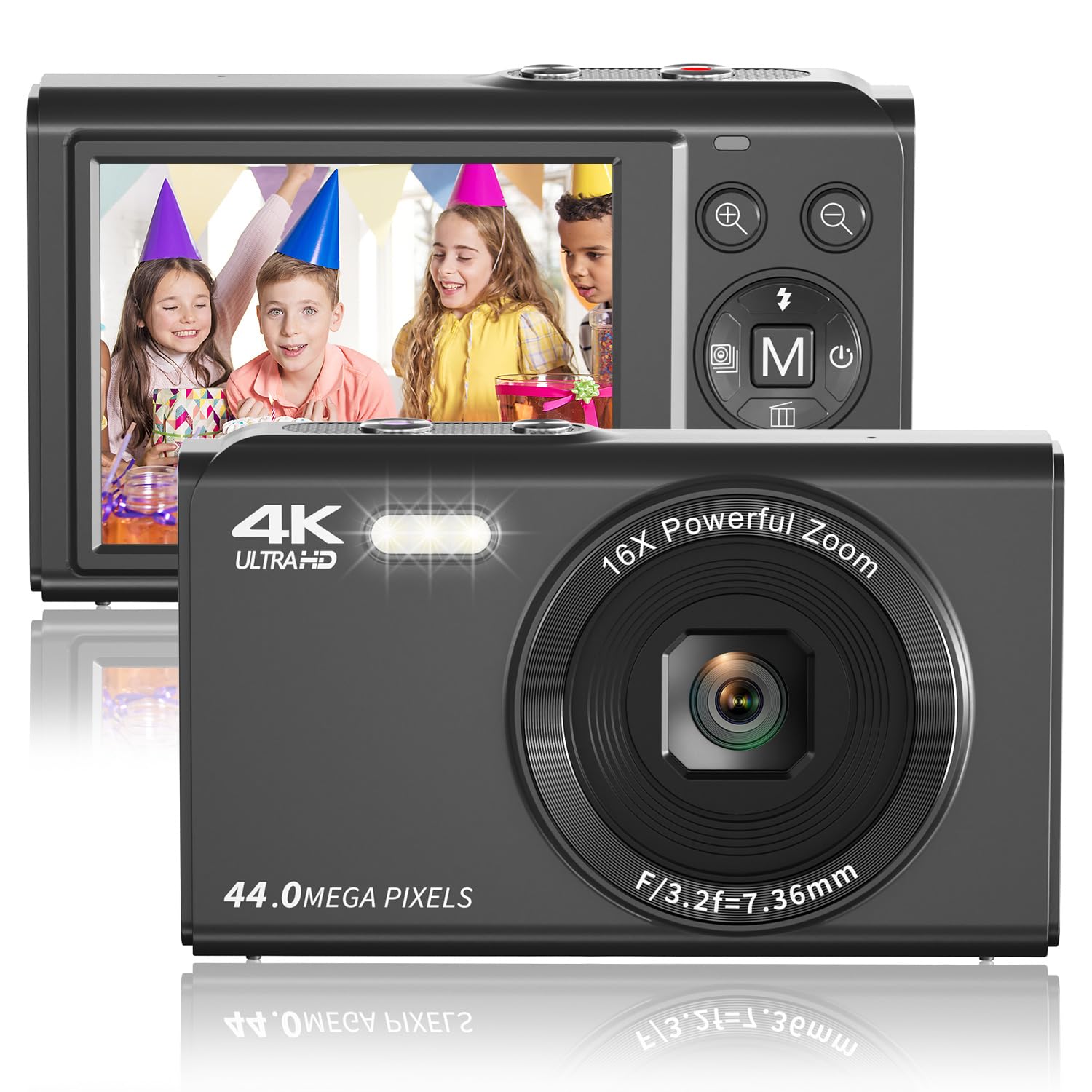 Saneen Digital Camera, 1080P Kids Cameras for Photography, 44MP Compact Point and Shoot Photography Cameras for Teens, Kids, Elder, Beginners