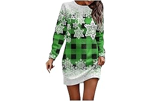 Vintage Oversized Christmas Dress for Women 2023 with Long Sleeves