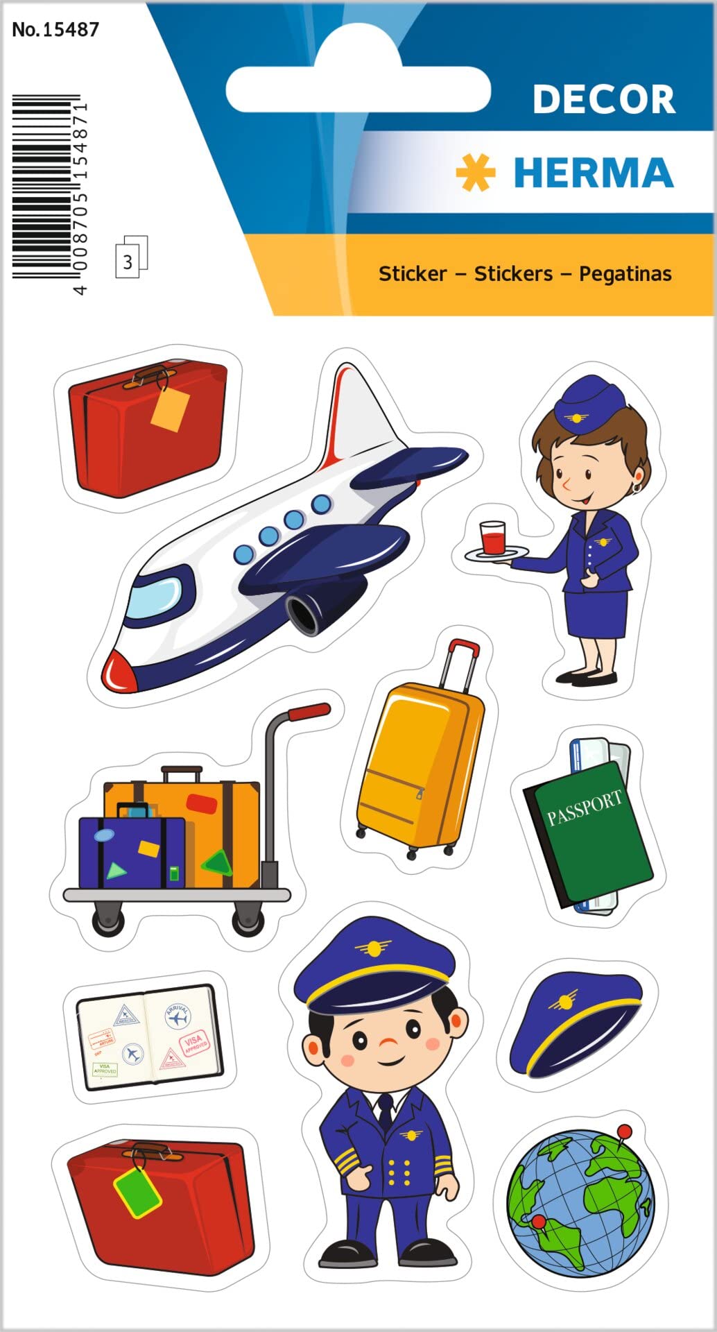 HERMA 15487 Stickers for Children, Pilot (33 Stickers, Paper, Matte) Self-Adhesive, Permanent Adhesive Motif Labels for Girls and Boys, Colourful