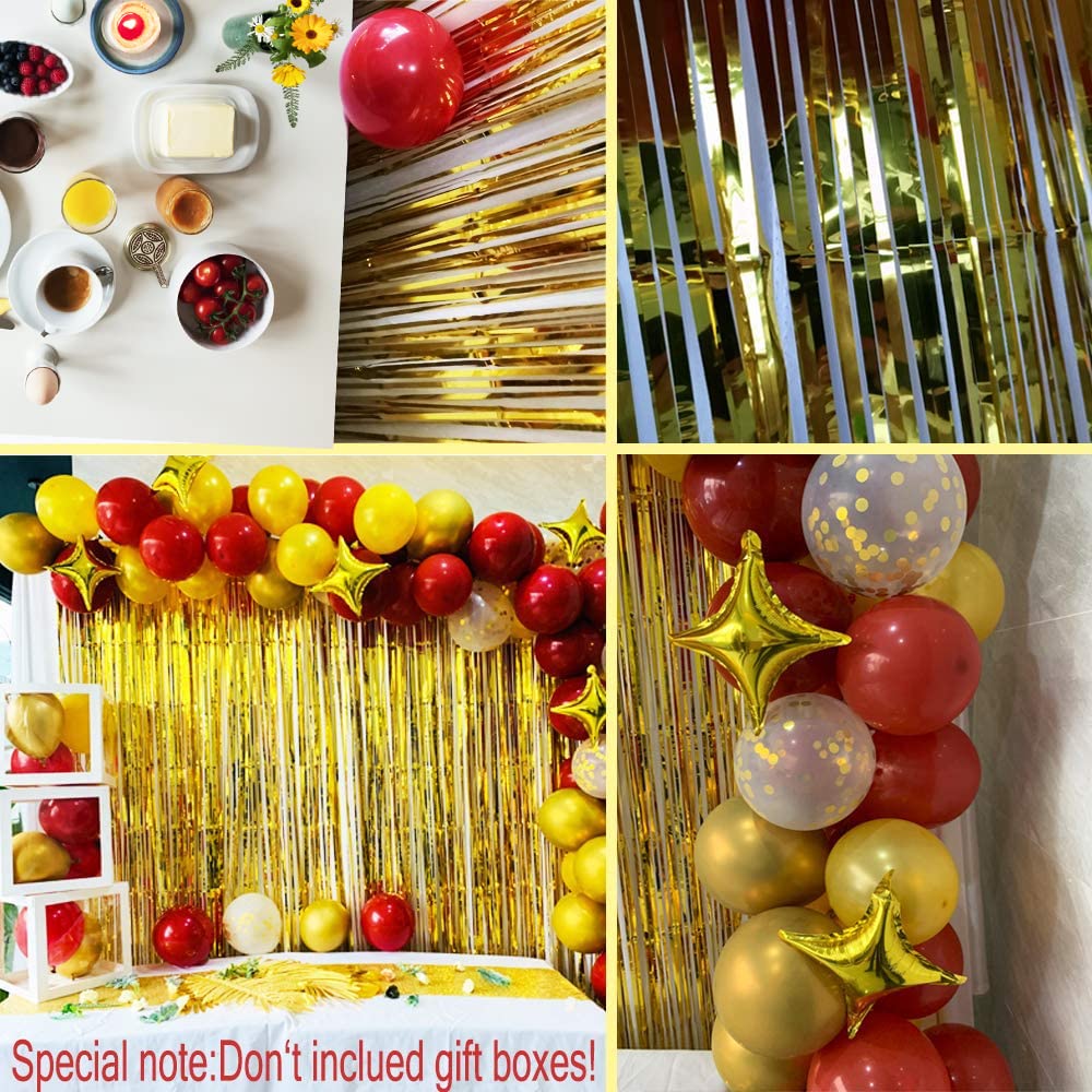 WECEPAR Red and Gold Balloon Garland Arch Kit with Ruby Red and Gold Balloon, Star Balloon