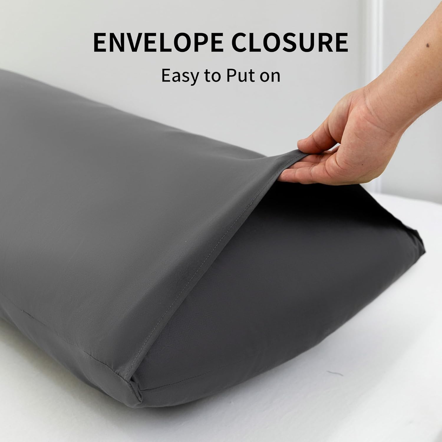 Dark Gray Body Pillowcase, Long Pillow Case, Microfiber Body Pillow Cover, Pillow Case with Envelope Closure, Soft and Breathable Pillowcase (20x54 Inches, 1 Pack) - Image 4