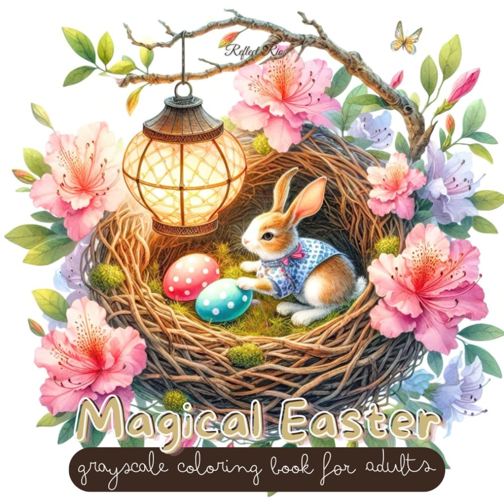 Magical Easter Coloring Book: Whimsical Nests Filled with Cute Bunnies, Fairies, Baby Animals, and Decorated Eggs - Relaxing Adult Grayscale Coloring ... Grayscale Coloring Book Series for Adults)