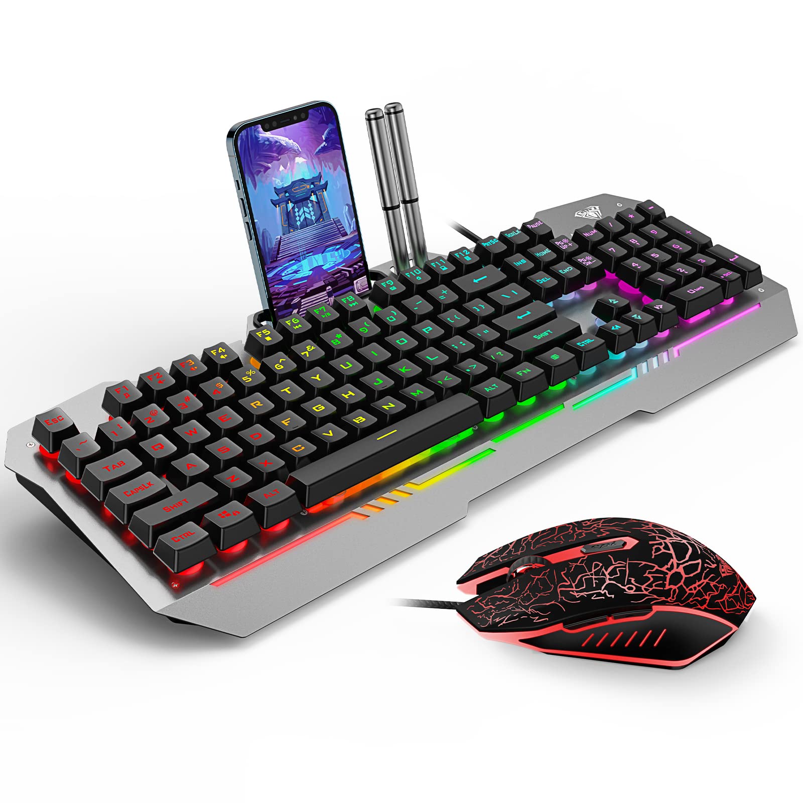 Buy AULA Wired Gaming Keyboard and Mouse Combo, RGB Rainbow Backlit