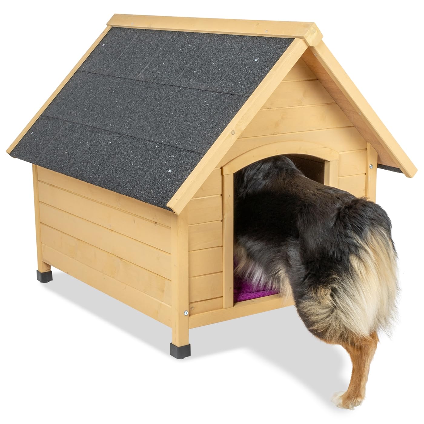 Hundehütte Liam, Hundehöhle, Hundehaus aus lasiertem Fichtenholz, naturbraun, XXL