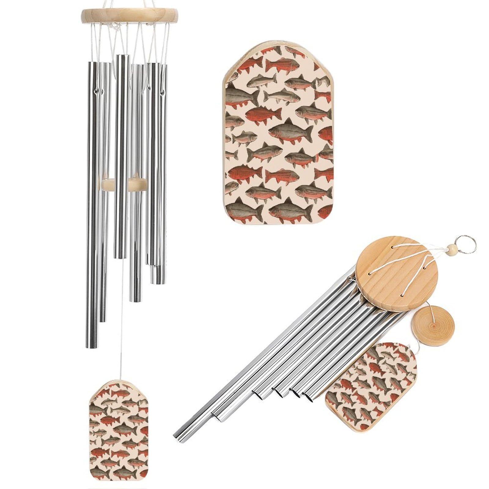 Salmon Wind Chime-Outdoor-Garden Decors. Aluminium Wind Chimes to Melodic Tones .Memorial Wind Chime for Garden Yard Porch, Good Gifts for Women Mom Grandma Wife.