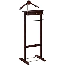 Proman Products Kingston III Valet Stand with Drawer, Contour Hanger, Trouser Bar, Tie & Belt Hooks and Shoe Rack - VL16260