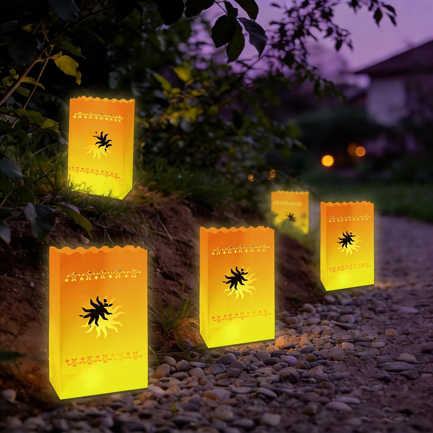 JarThenaAMCS 30 Pcs Princess Sun Lantern Bags White Luminary Candle Bags Fire-Retardant Paper Luminaries for Wedding Baby Shower Birthday Party Decorations, 5.9 x 10.2 x 3.5 Inch