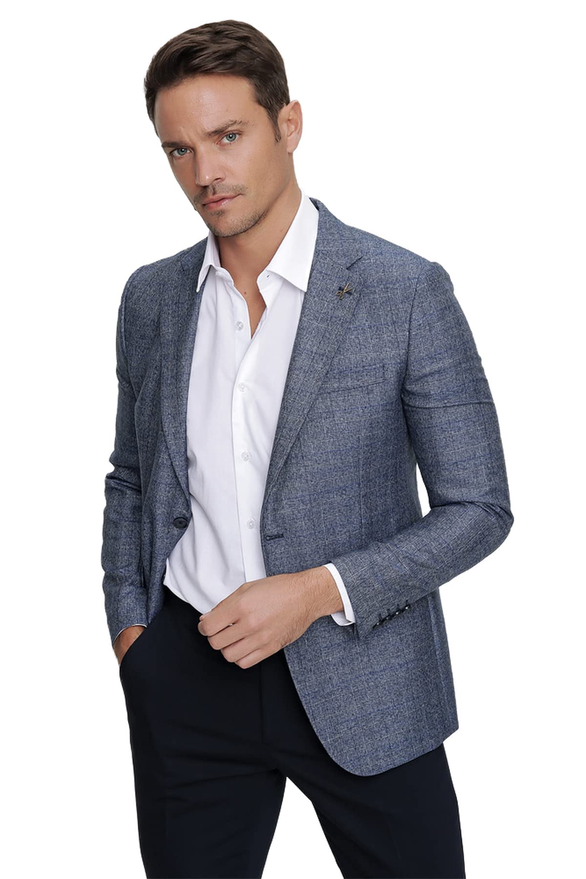 Blazer bleu TRMRVN100405 veste confortable homme taille 56