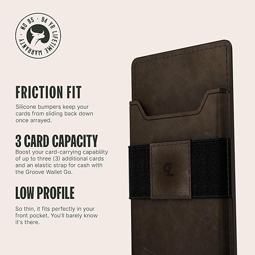 Miniatura 3 de Groove Life Groove Wallet Go - Soporte para tarjetas de crédito con tecnología de microsucción intercambiable minimalista para hombre con Magsafe,