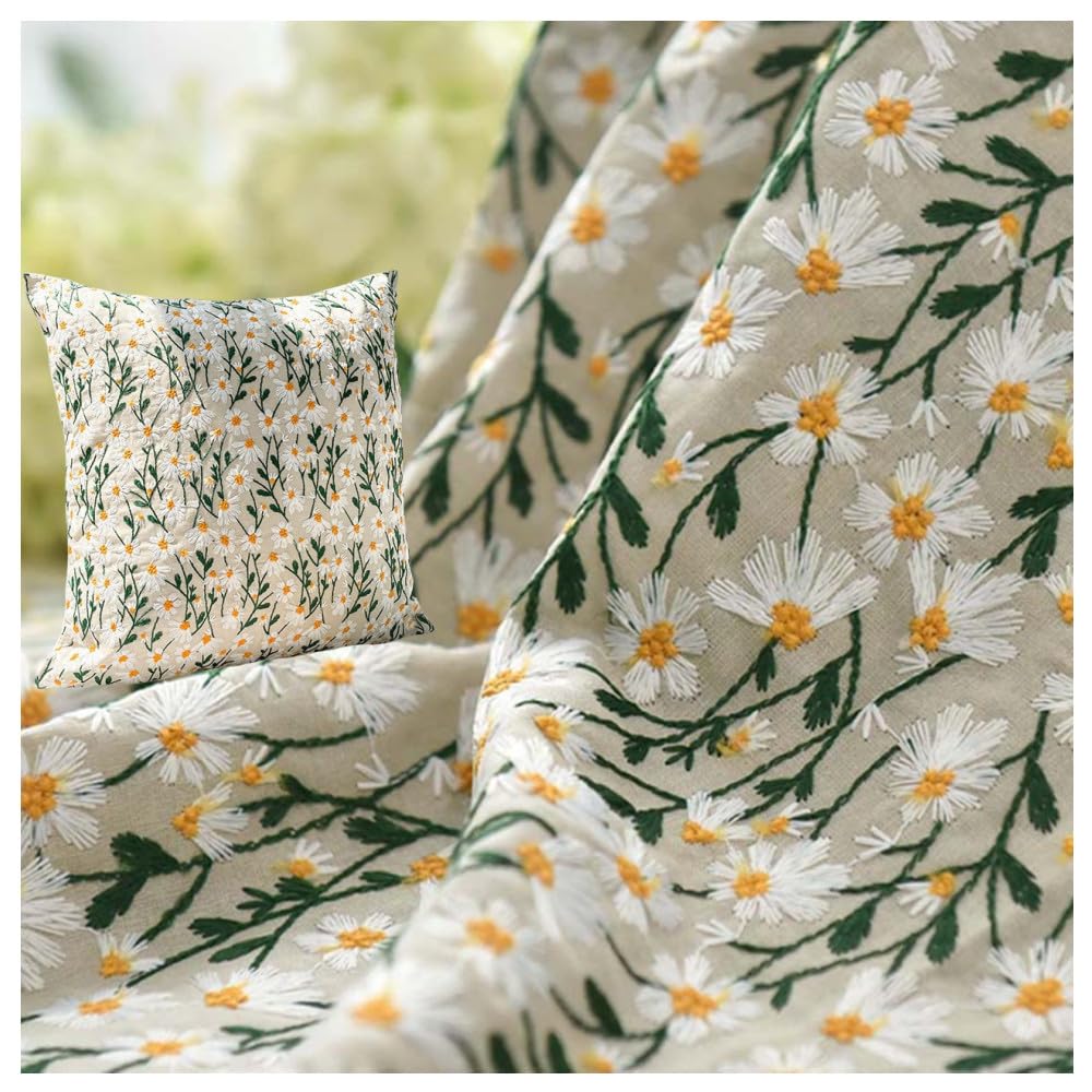 Amazon.com: Primst 3D Daisy Embroidery Cotton Linen Fabric by The Yard for Sewing DIY Clothes Dress Tablecloth Bag Cushion (Beige,47.2" x 78.7") Amazon.com: Primst 3D Daisy Embroidery Cotton Linen Fabric by The Yard for Sewing DIY Clothes Dress Tablecloth Bag Cushion (Beige,47.2" x 78.7")