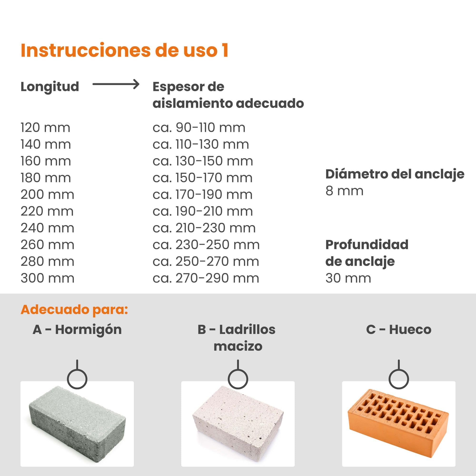 PROTEKTOR 200x Taco atornillable, 200 arandelas+fresa Ø8 x 120mm | Taco SATE para aislamiento de fachada, para poliestireno y lana mineral, taco de disco, taco aislante
