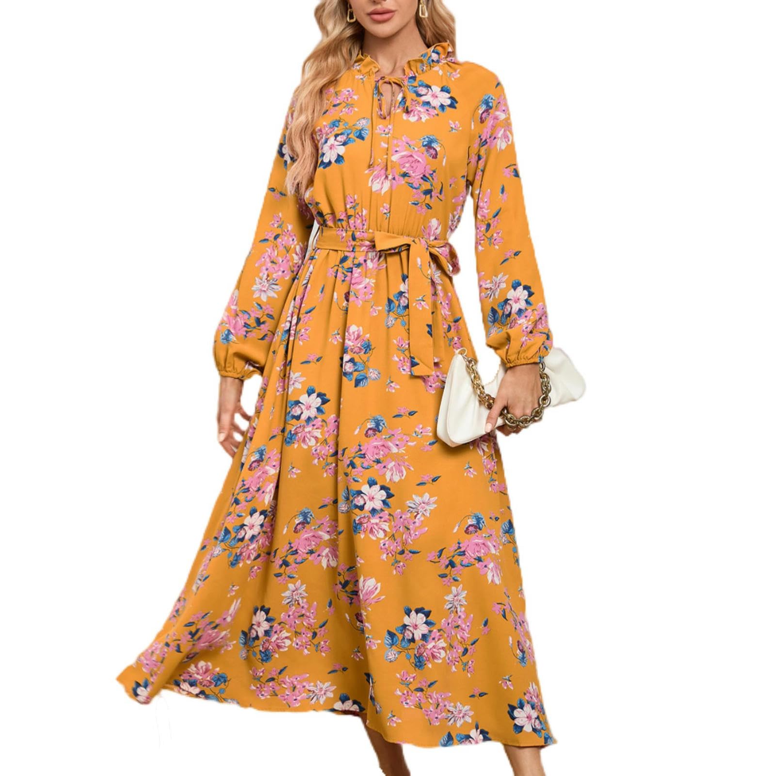 Robe fleurie chic à col montant en dentelle pour vos soirées et cocktails d'été guinguette