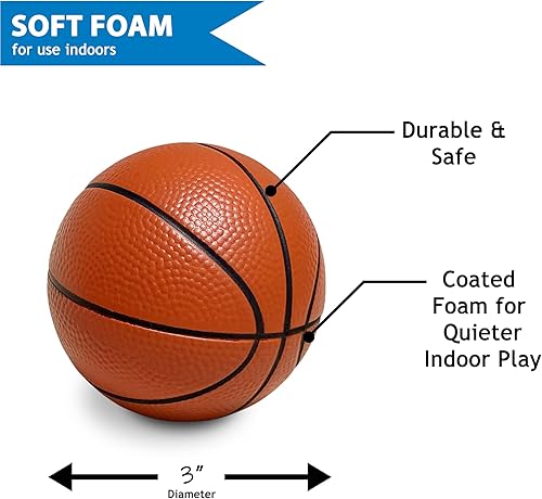 Miniatura 2 de Mini baloncesto de espuma suave, bola de 3 pulgadas para aros Nerf y juego en interiores, superficie duradera y ligera, con textura, compatible con