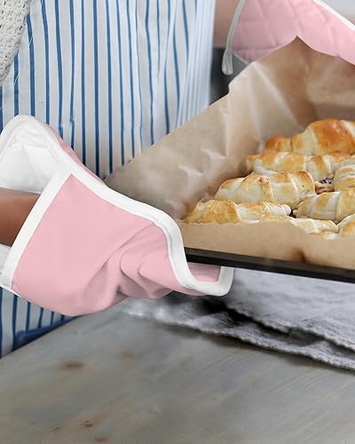 Miniatura 6 de Juego de 3 agarraderas de tela de toalla para cocina, antideslizantes y aislantes de calor, con bolsillo, guantes gruesos para horno, posavasos para