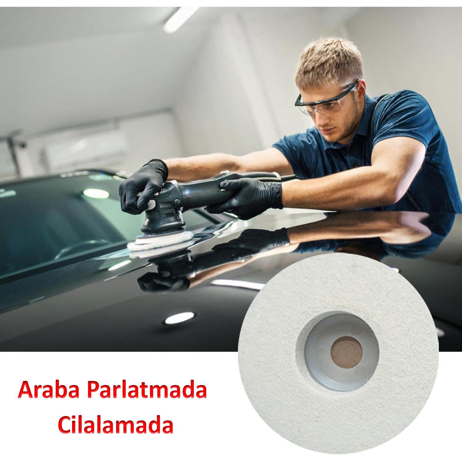 Badem10 Plastik Tabanlı Sert Polisaj Matkap Keçesi DTA043 Finisaj Parlatma Çizik Pasta Cila 115 mm 2'li Set