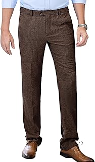 Men's Tweed Pants Herringbone Thick Wool Pleated Front Dress Suit Vintage Trousers - Buy now