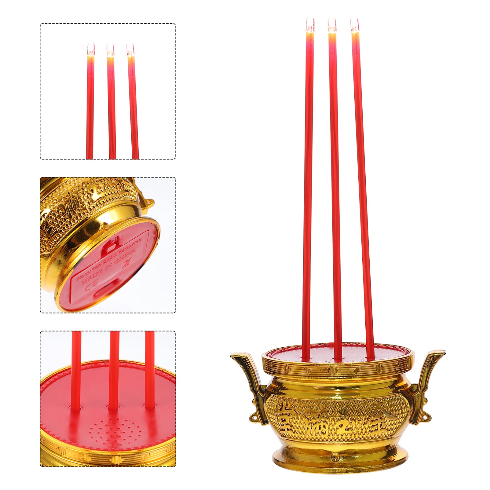 Lampe bougie LED basse consommation chinoise traditionnelle rétro bouddhiste lampe décorative pour maison, bureau, hôtel, salon de thé, yoga, studio de méditation (double lumineux/567
