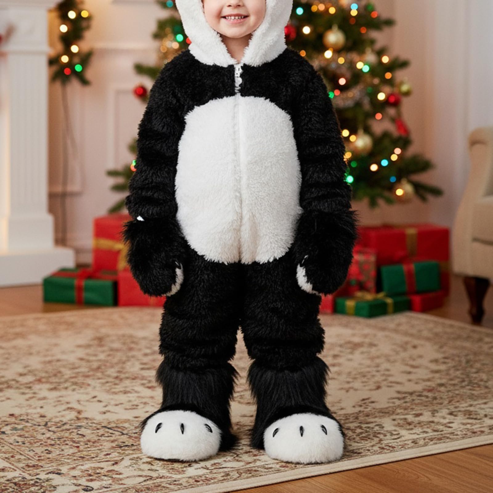 1 paio di pantofole pelose per Halloween, per cosplay, adulti, bambini, accessori per feste, gatti, lupo, cane, volpi, pelliccia, piedi, zampe, artiglio