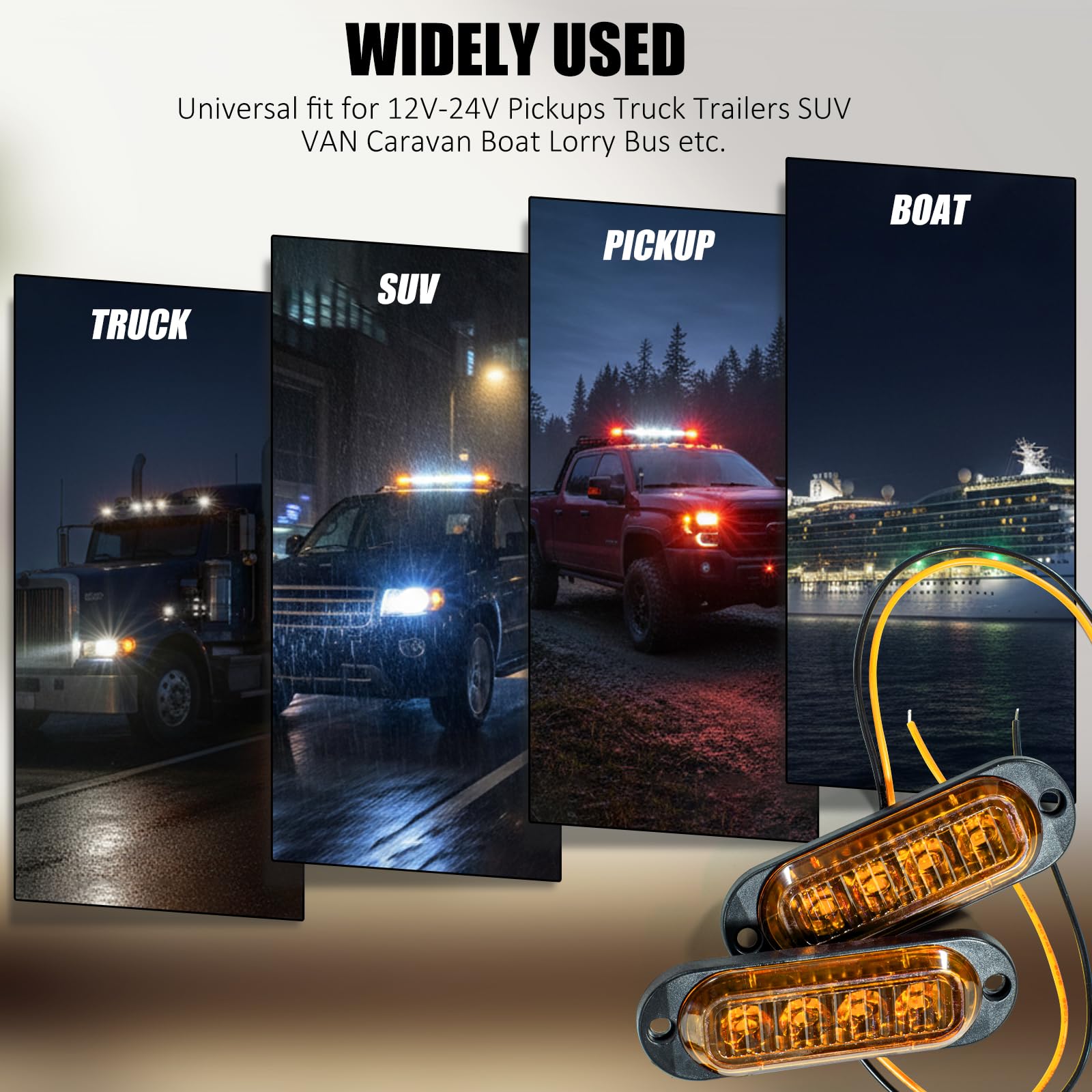Catekro 10 stk. Begrenzungsleuchten Anhänger mit 4 Licht 12 V - 24 V Gelb | Positionsleuchten Anhänger 3000K Wasserdicht Universelle Seitenmarkierungsleuchten für Bus Caravan LKW PKW als Umrissleuchte