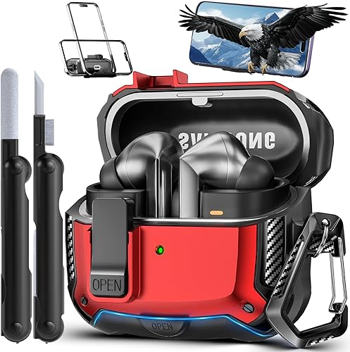 Miniatura 16 de Lock Fit Diseñado para Samsung Galaxy Buds3 FE (2025) / Buds3 Pro (2024) / Funda Buds 3 (2024), con kit de limpieza Cuerpo completo Diseño de