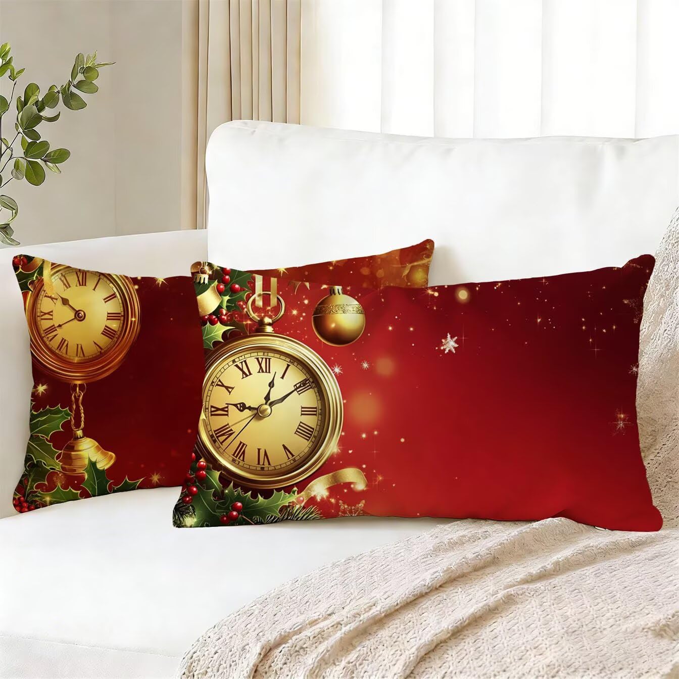 Housse Coussin 50x90 Lot de 2 Velours Coussin Canape Bordeaux v-490