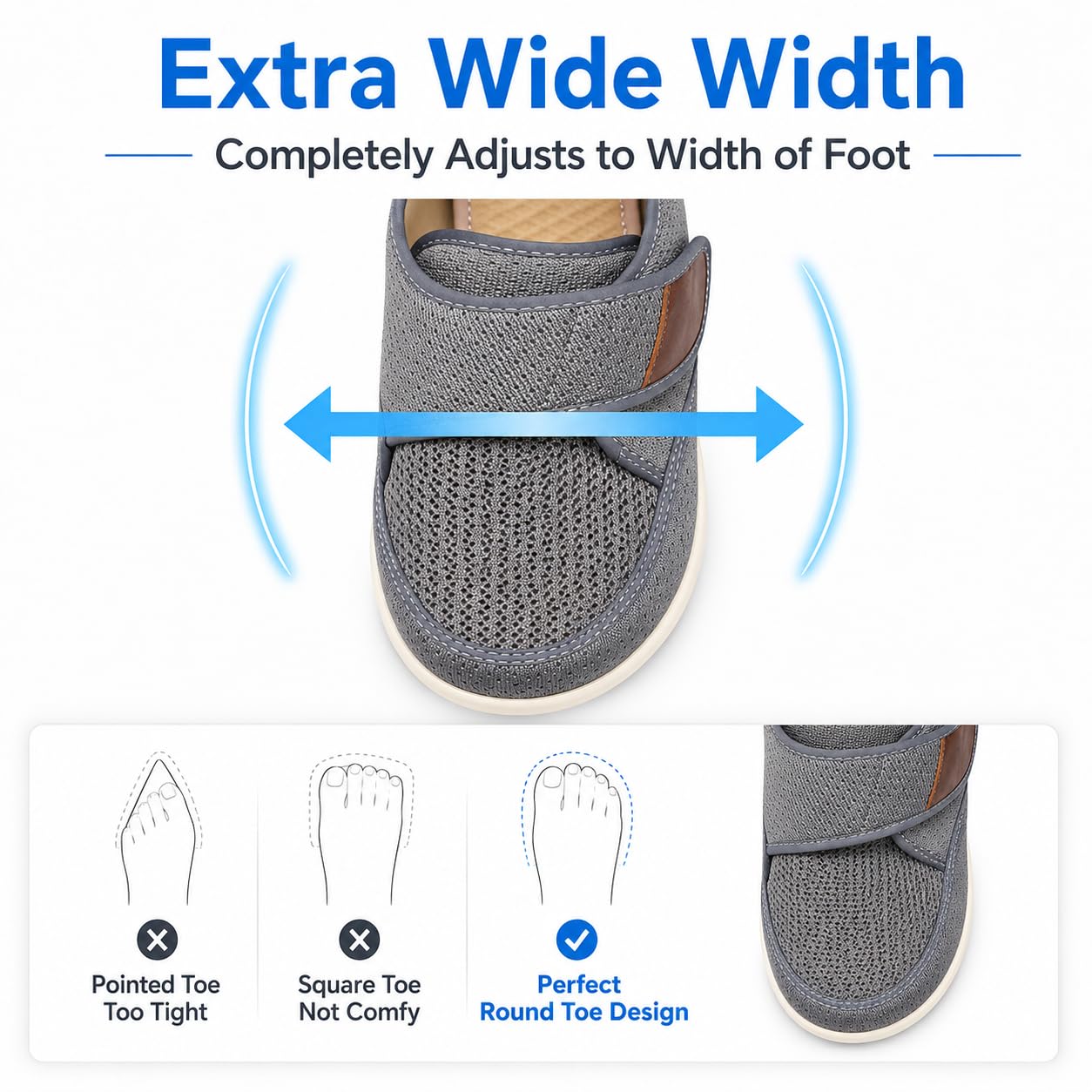 Orthoshoes Damskie buty na obrzęk siatkowe, oddychające, lekkie trampki do chodzenia, poduszka powietrzna dla cukrzyków, osób starszych, opuchniętych stóp, zapalenie powięzi podeszwy