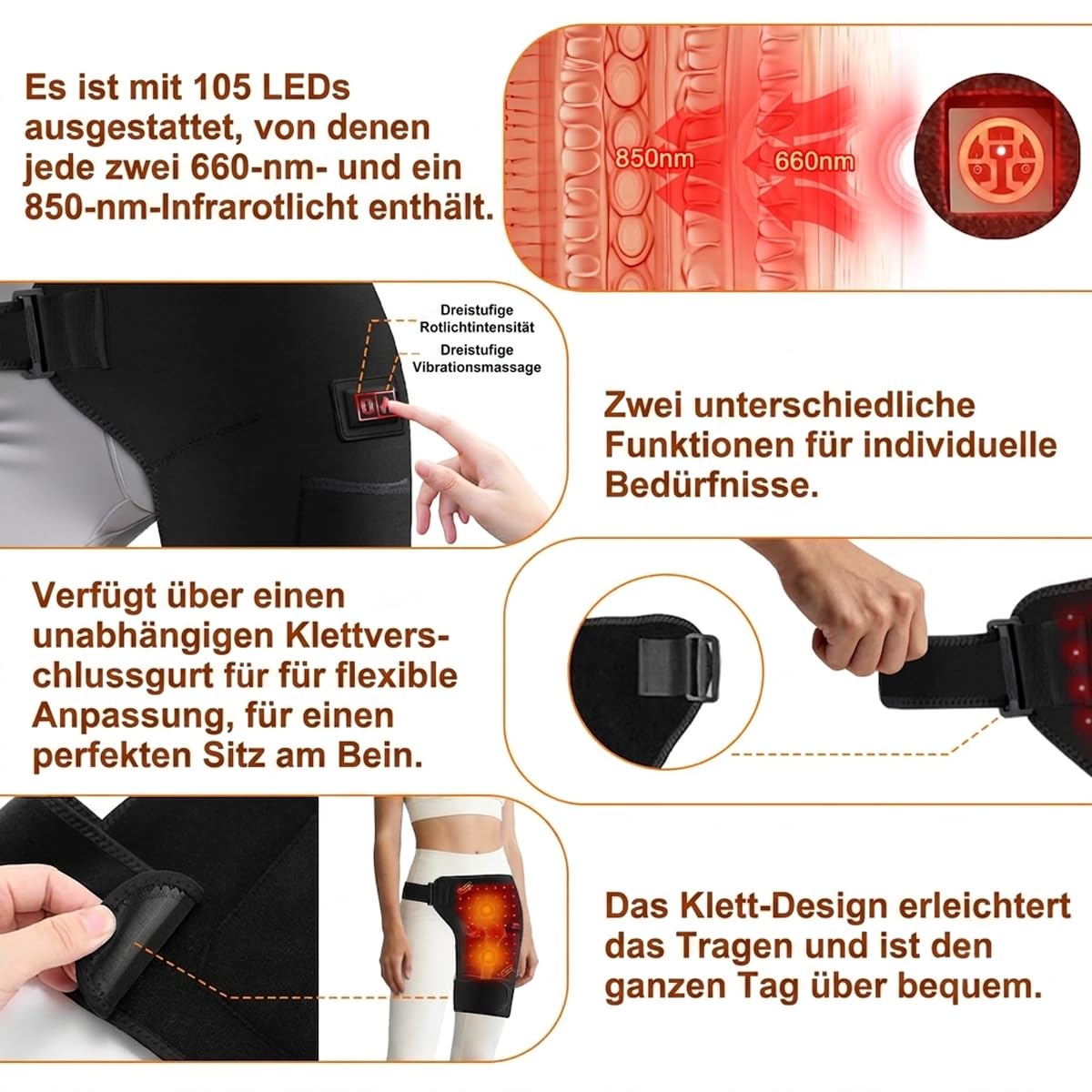 hipora 4-in-1 hüftmassager Hüftmassagegerät Lendenwirbelstütze für Rücken und Taille Verstellbarer Gürtel für Damen und Herren