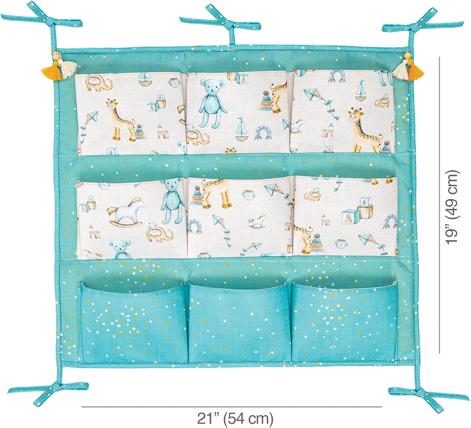 Baby Crib Side Organizer – Portable Nursery Storage Bin for Diapers & Essentials | Hanging Diaper Caddy for Changing Table & Car Travel (Blue)