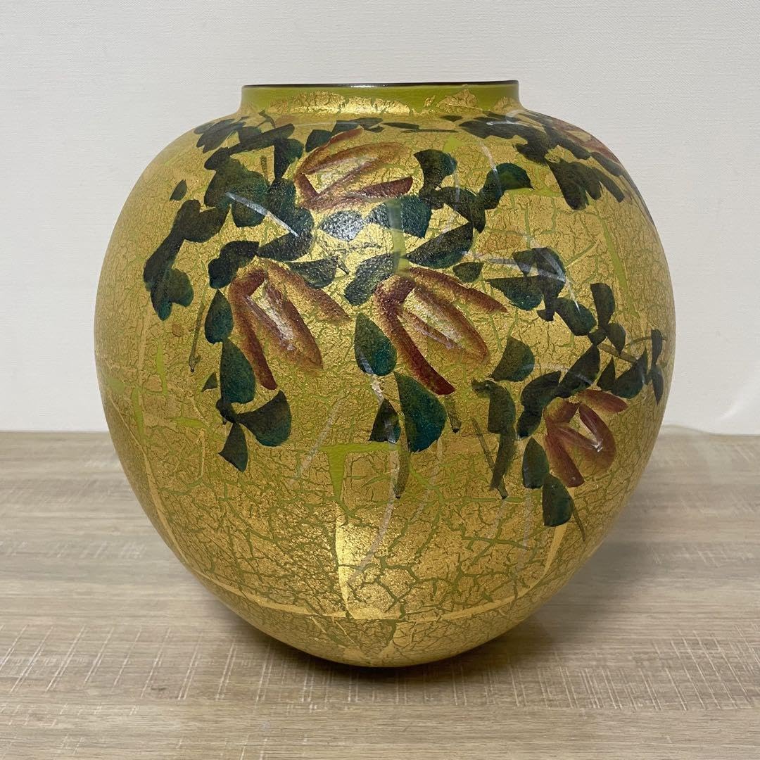大型陶器花瓶 金箔装飾付き 大型陶器花瓶 金箔装飾付き