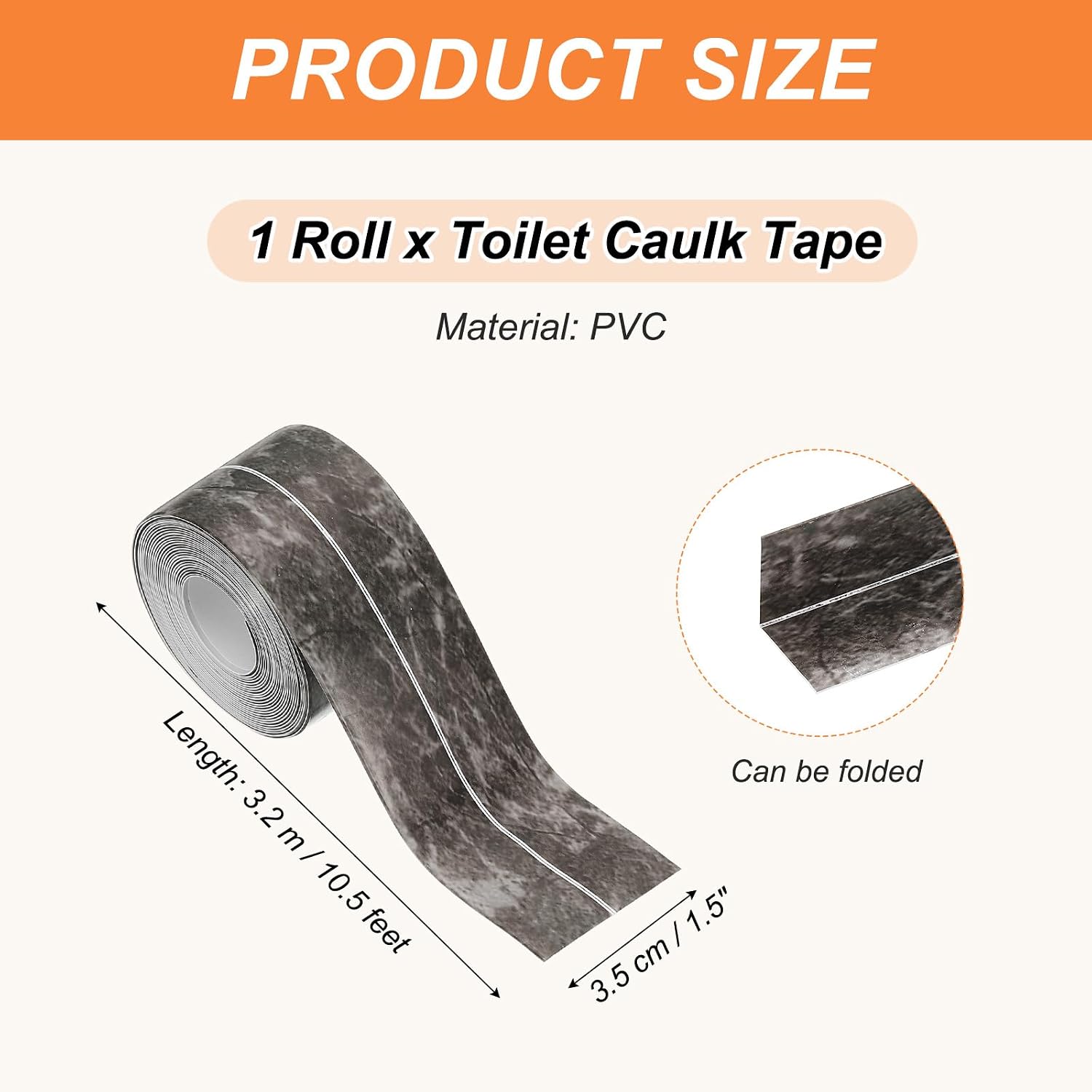 PATIKIL Caulk Tape Waterproof Self Adhesive, PVC Toilet Caulking Sealant Strip Bathtub Caulk Sealing Strip Tape for Bathroom Kitchen Countertop, Ink Painting (1.5 Inch x 10.5 Ft)