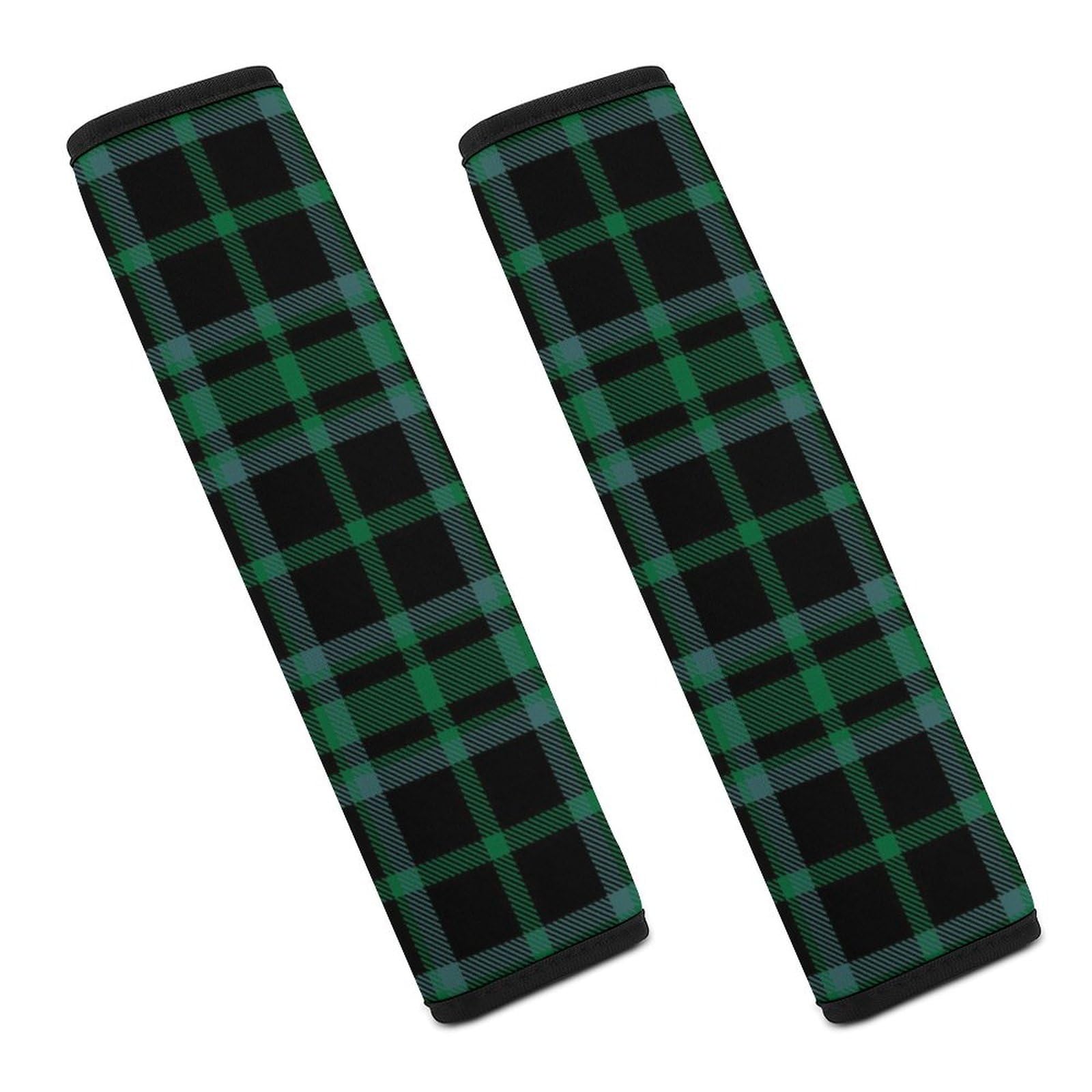 CWECVWE Soft Comfort Seat Belt Cover Green and Black Tartan Plaid Scottish for Adults Women Men, Shoulder Neck Protector Pads, 2 Pack Seat Belt Pads
