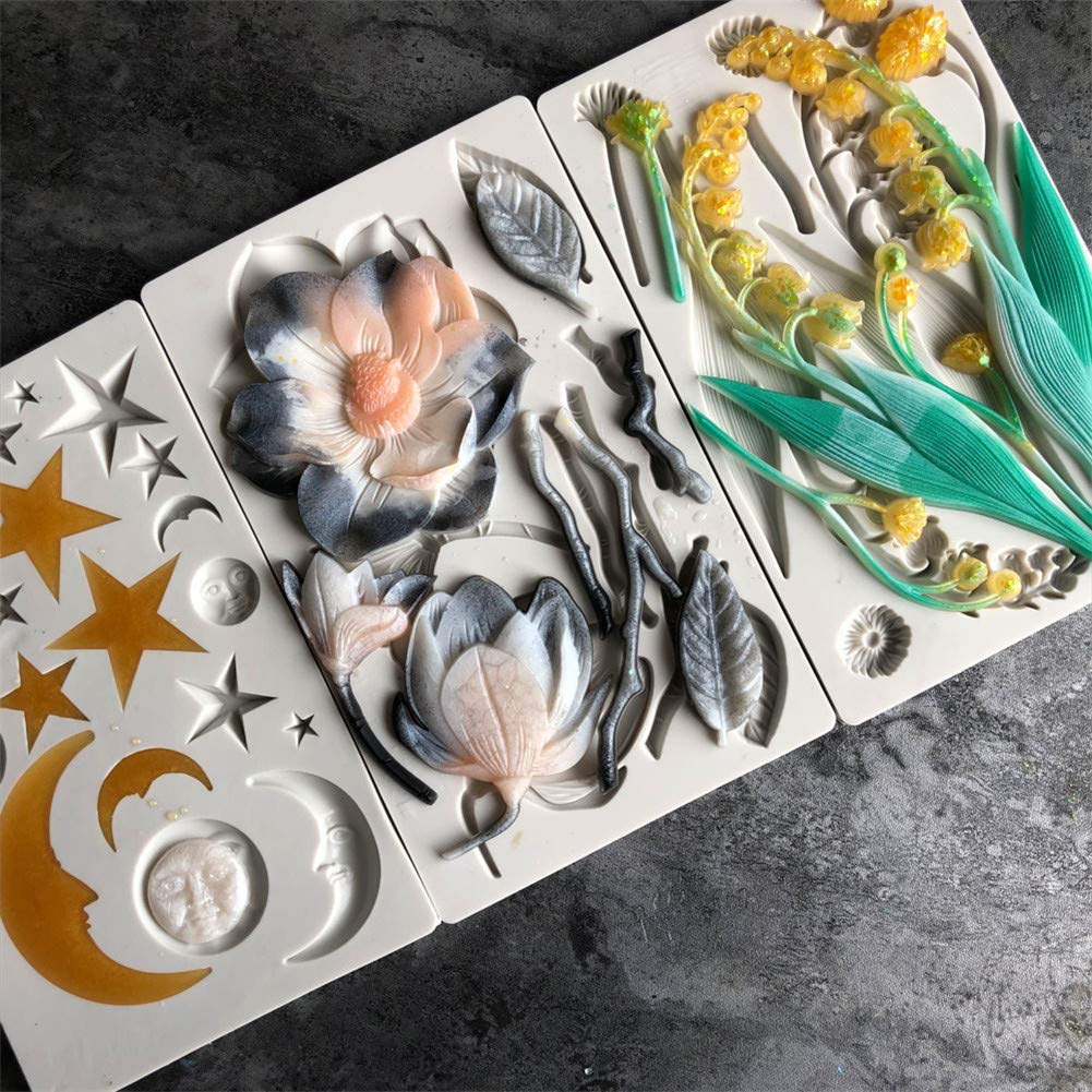 MINFEIDMS Stampo in silicone a forma di stella 3D a forma di stella, per decorare torte di zucchero, cupcake, caramelle, cioccolato, pasta di gomma, pasta polimerica
