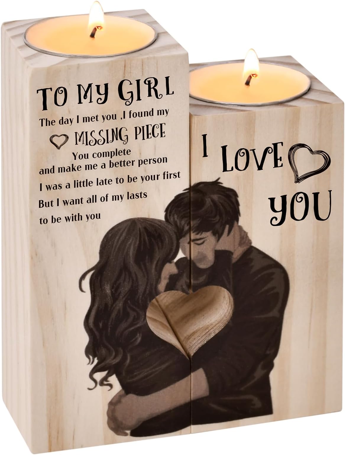 Valentines Gifts for Her,Wooden Heart-shaped Craft Candlestick Shelf,Valentines Day Gifts for Her Women,Anniversary Presents for Wife Girlfriend on Birthday Christmas
