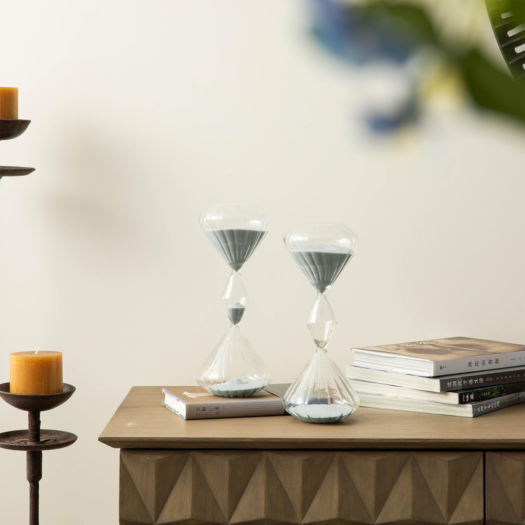 Temporizador de reloj de arena para decoración de mesa, juego de 2 temporizadores de arena de 60 minutos, herramienta de gestión de tiempo y productividad, vaso de arena de tres capas de 1 hora para