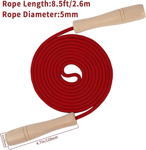 Miniatura 5 de Cuerda de saltar para niños, cuerda de saltar ajustable para niños pequeños con mango de madera, cuerda de saltar de 8.5 pies para niños y niñas