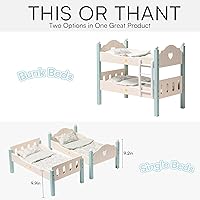 Vista 8 de ROBOTIME Literas de muñeca de bebé, cunas de madera para muñecas de 18 pulgadas, cama apilable para muñecas de muñeca para muñecas americanas