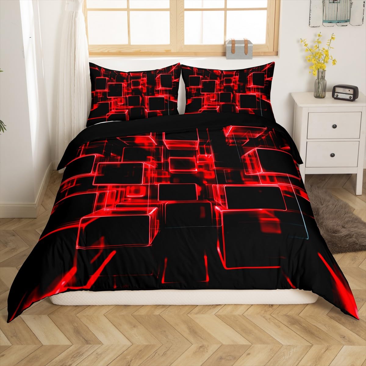 Homewish Fire Red And Black Kids Duvet Cover King - Image 2