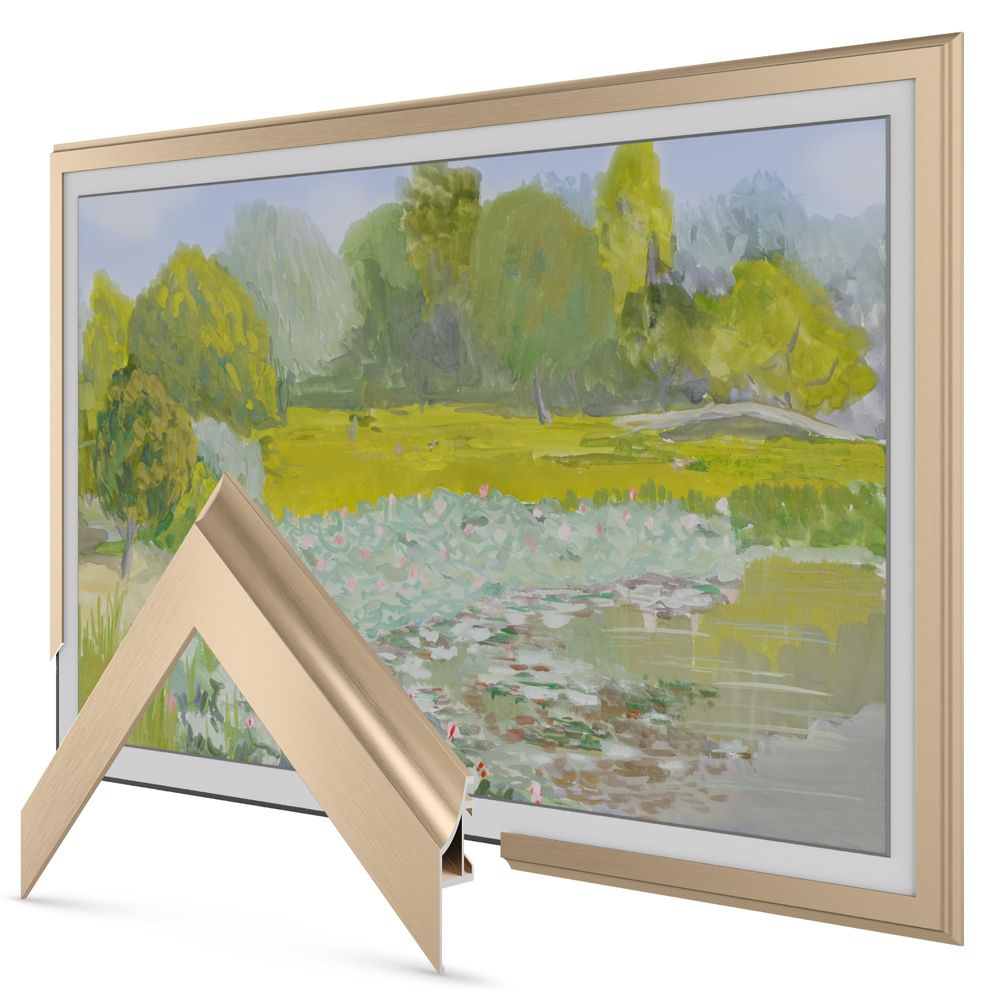 Deco TV Frames Alloy Scoop - Pale Gold Bezel Compatible ONLY with Samsung The Frame TV (3” Color Chip)