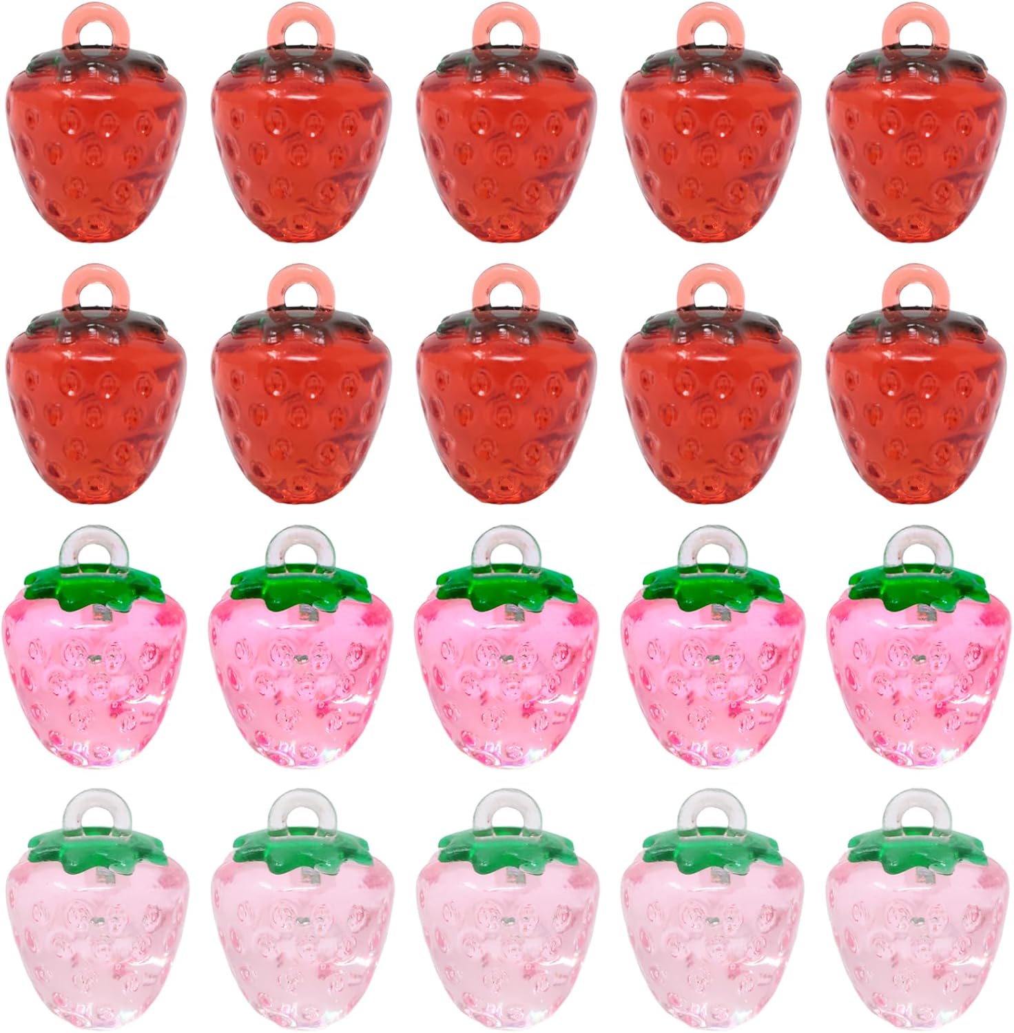 Honbay 40PCS Cute Sweet Strawberry Resin Charms Pendant Fruit Food Tiny Pendants 3D Strawberry Pendants Bead Charms for Keychains Earrings Bracelets Necklaces Jewelry Making Crafts
