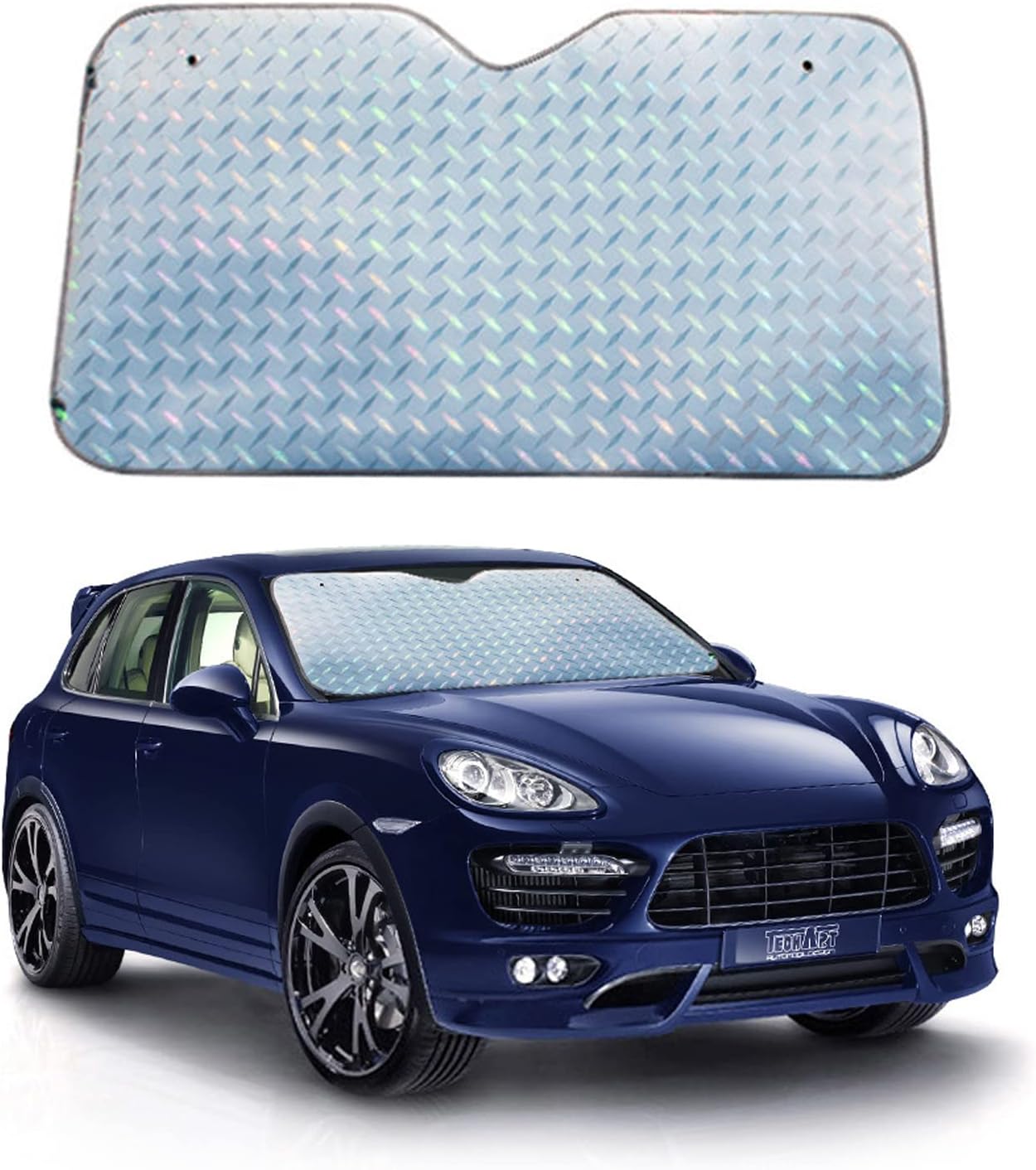 Ajxn 1 PC Car Windshield Sun Shade, Windshield Sun Shade Isolate UV Rays, Foldable Auto Front Windshield Sun Shade, Heat Protection Sun Visor Shade, Keeps Vehicle Cool, Easy to Use (Silver-L)