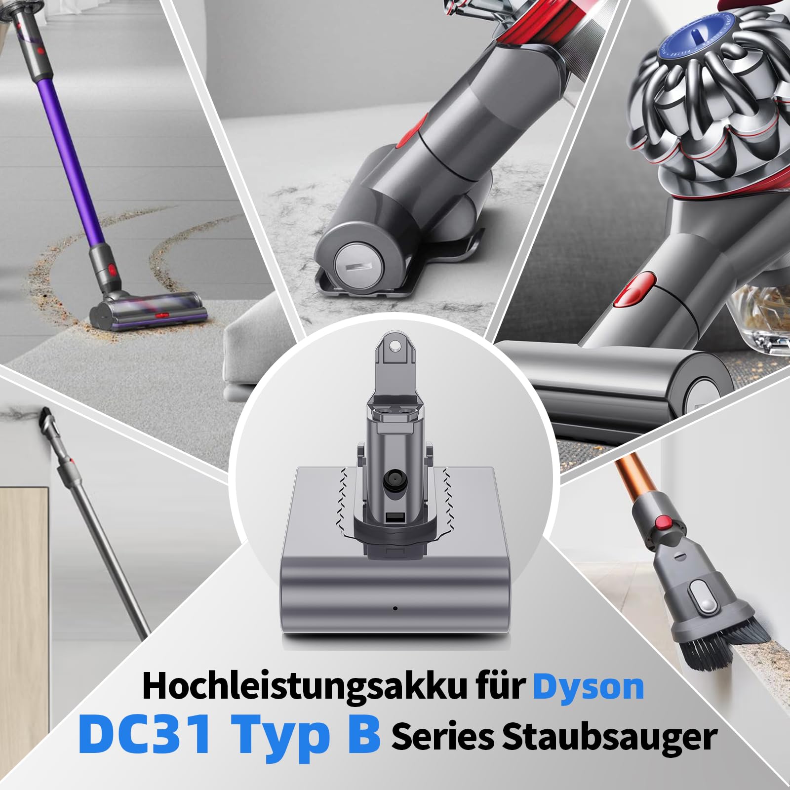Akku für Dyson DC31, DC34, DC35, DC44, DC45, DC56, DC57, 917083-01 Staubsauger, Ersatzakku für Dyson Typ B mit Filter (Nicht für Typ A)