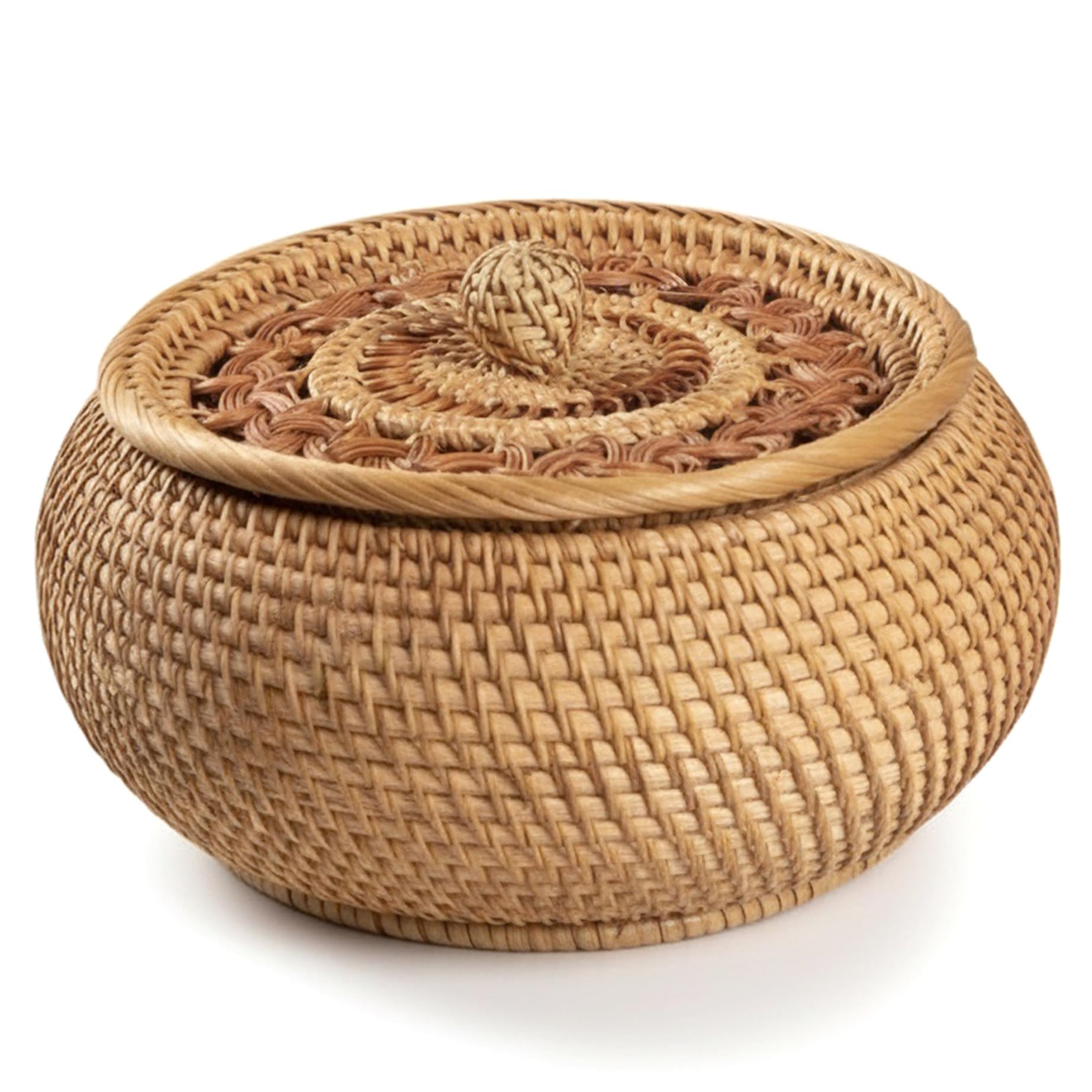 Cesta de pan de ratán natural de alta calidad con tapa protectora tejida