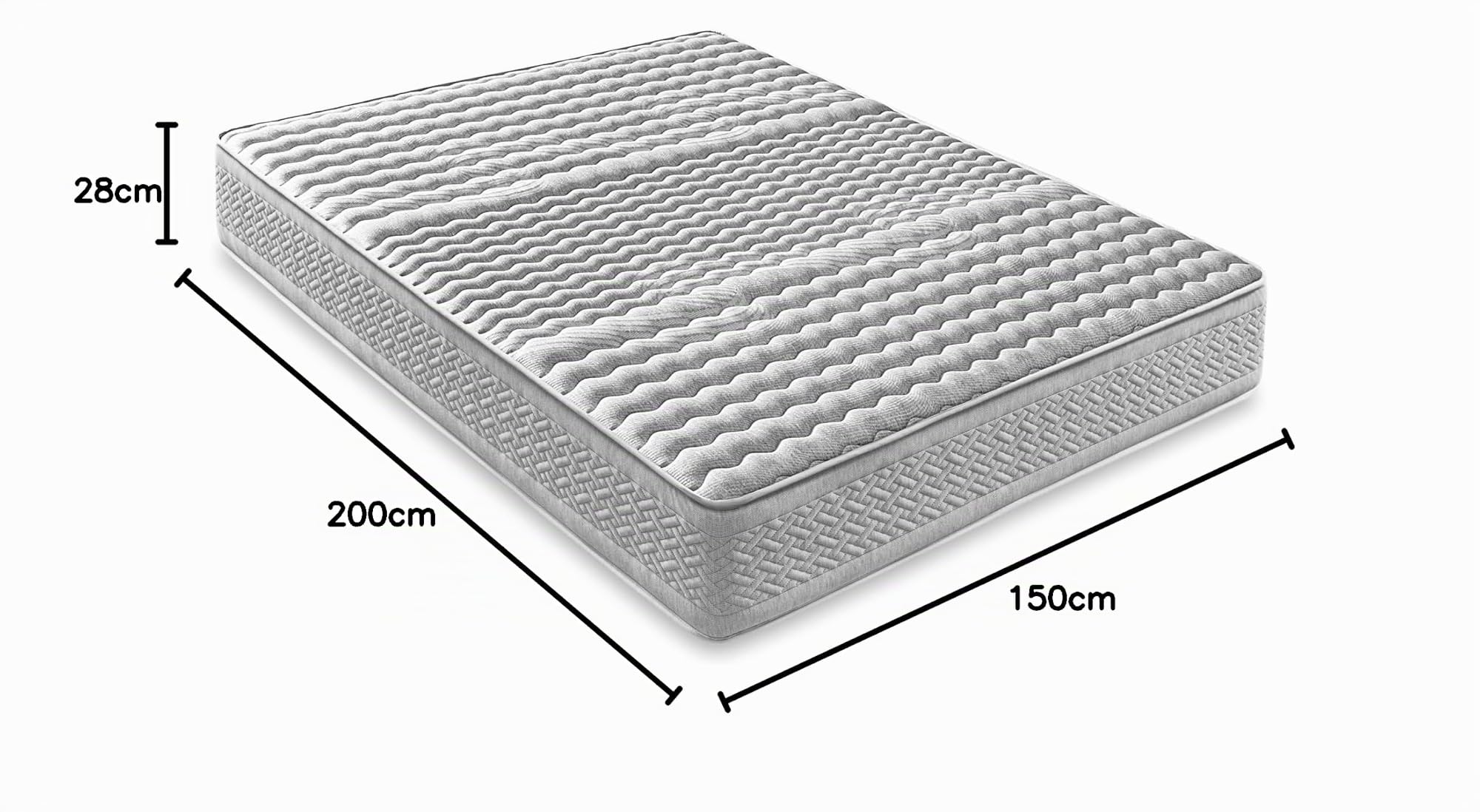 LUXIABED Colchon 150x200 Viscoelastica Dual: Caras Diferenciadas. Confort + Firmeza Media MemorySens. Higiénico y Transpirable. Individual Color Gris. Modelo Optimal Altura 28 cm