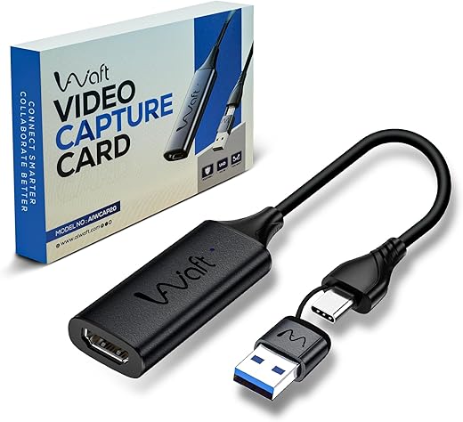 AIWaft 4K HDMI Video Capture Card | Full HD 1080p 60FPS Streaming & Recording | Portable Capture Device for Gaming, Broadcasting & Live Streaming |…