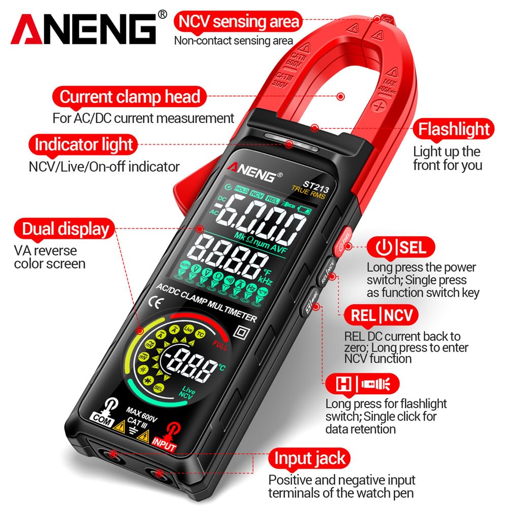 FS899L - Multimetro Digitale Intelligente, 6000 Conteggi, Con LCD - Foto 3