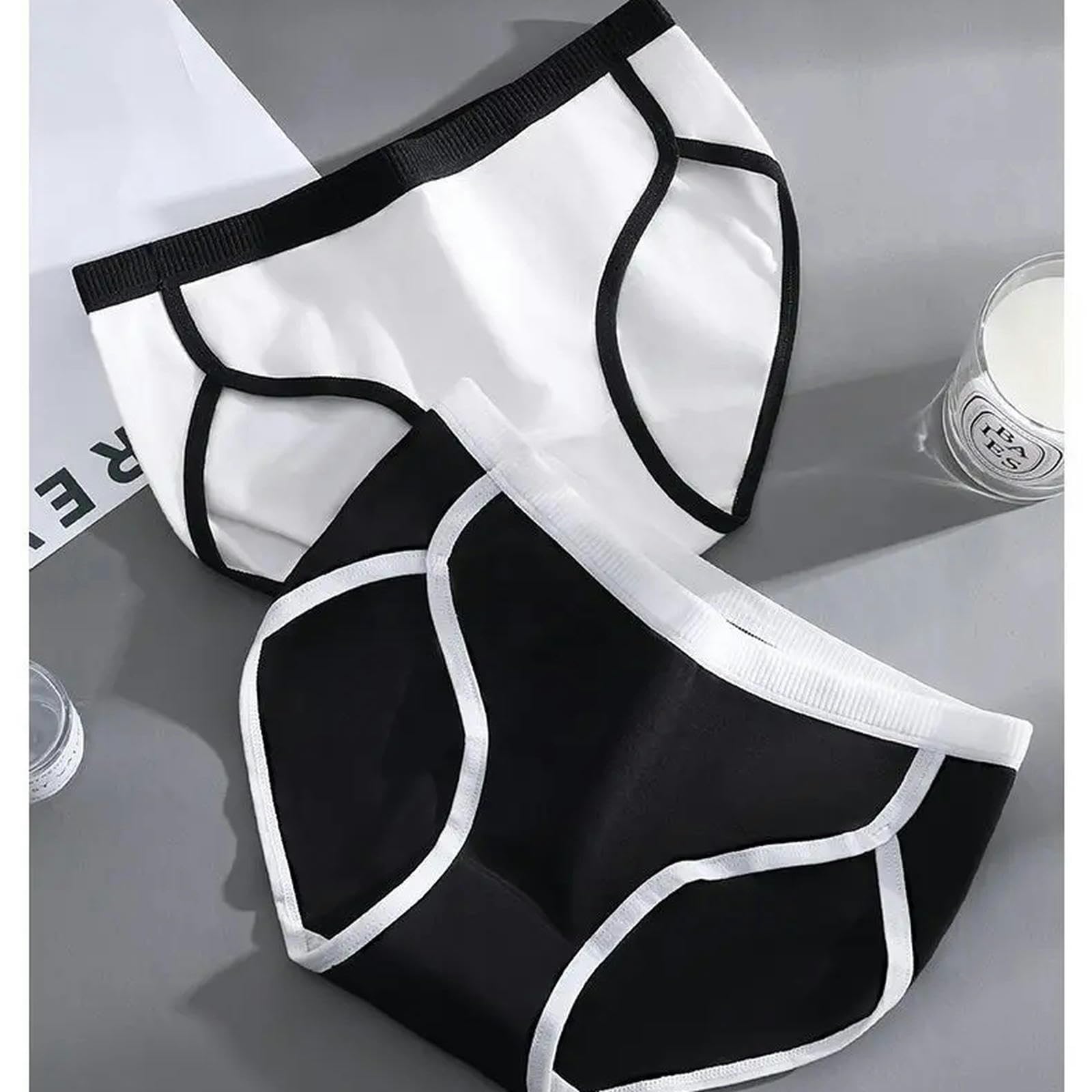 Mutande Donna Cotone 3pcs Mutandine di Cotone Brief da Donna Mutande Sexy Femminile Nere Indugia Bassa Vita Bianche da Donna Panty Lingerie Lingerie-3 Pezzi Bianchi-m